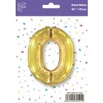 Шар (40"/102 см) Цифра, 0, Золото, 1 шт. в упак.