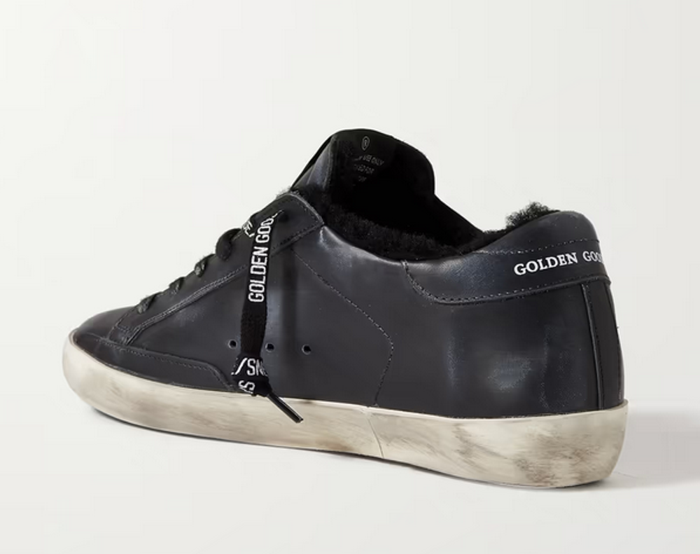 Кеды Golden Goose Superstar shearling-lined distressed leather sneakers