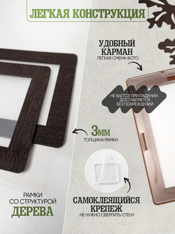 Панно "Семейное дерево" с рамками для фотографий, цвет белый лак