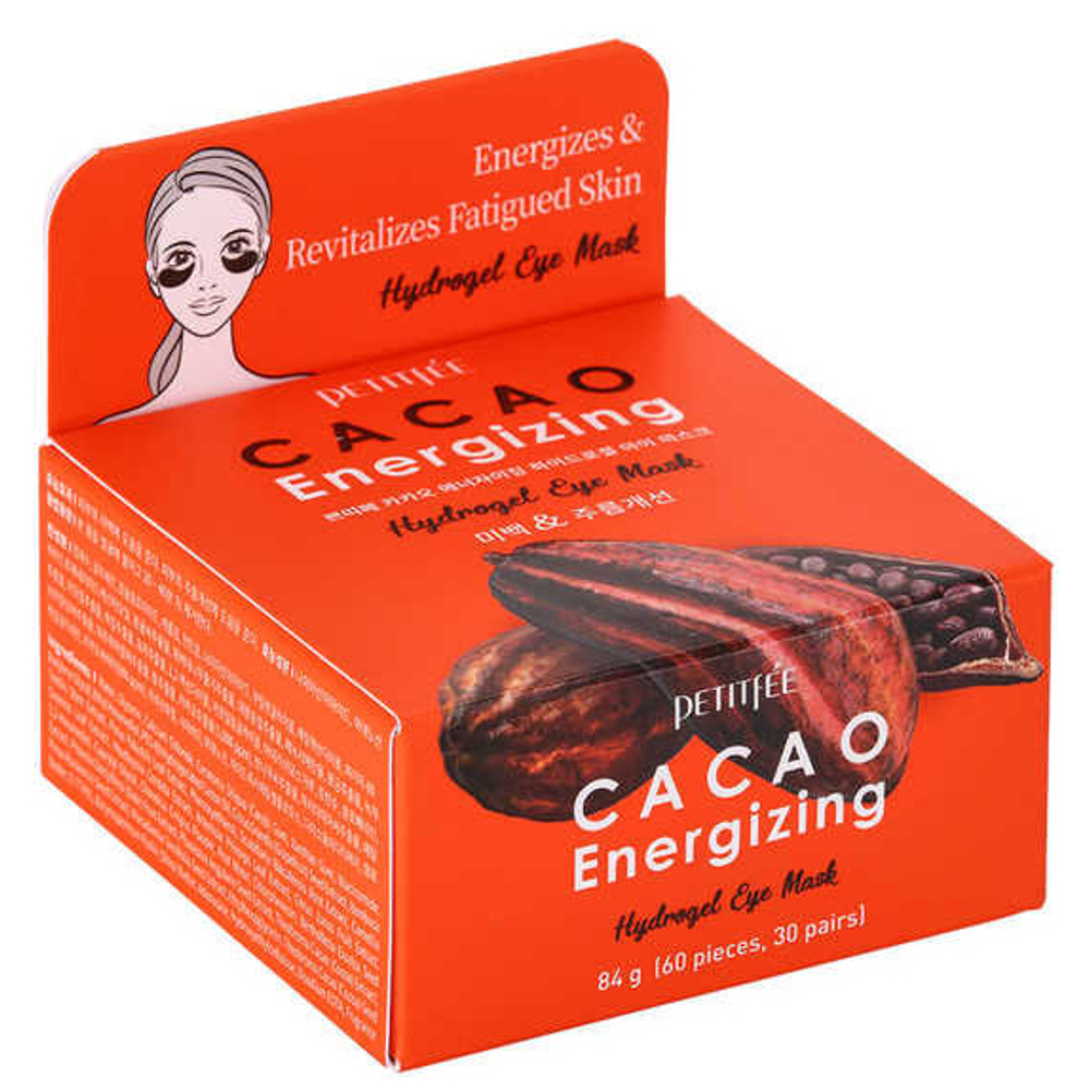 Petitfee Патчи для глаз гидрогелевые какао - Cacao energizing hydrogel eye mask, 60шт