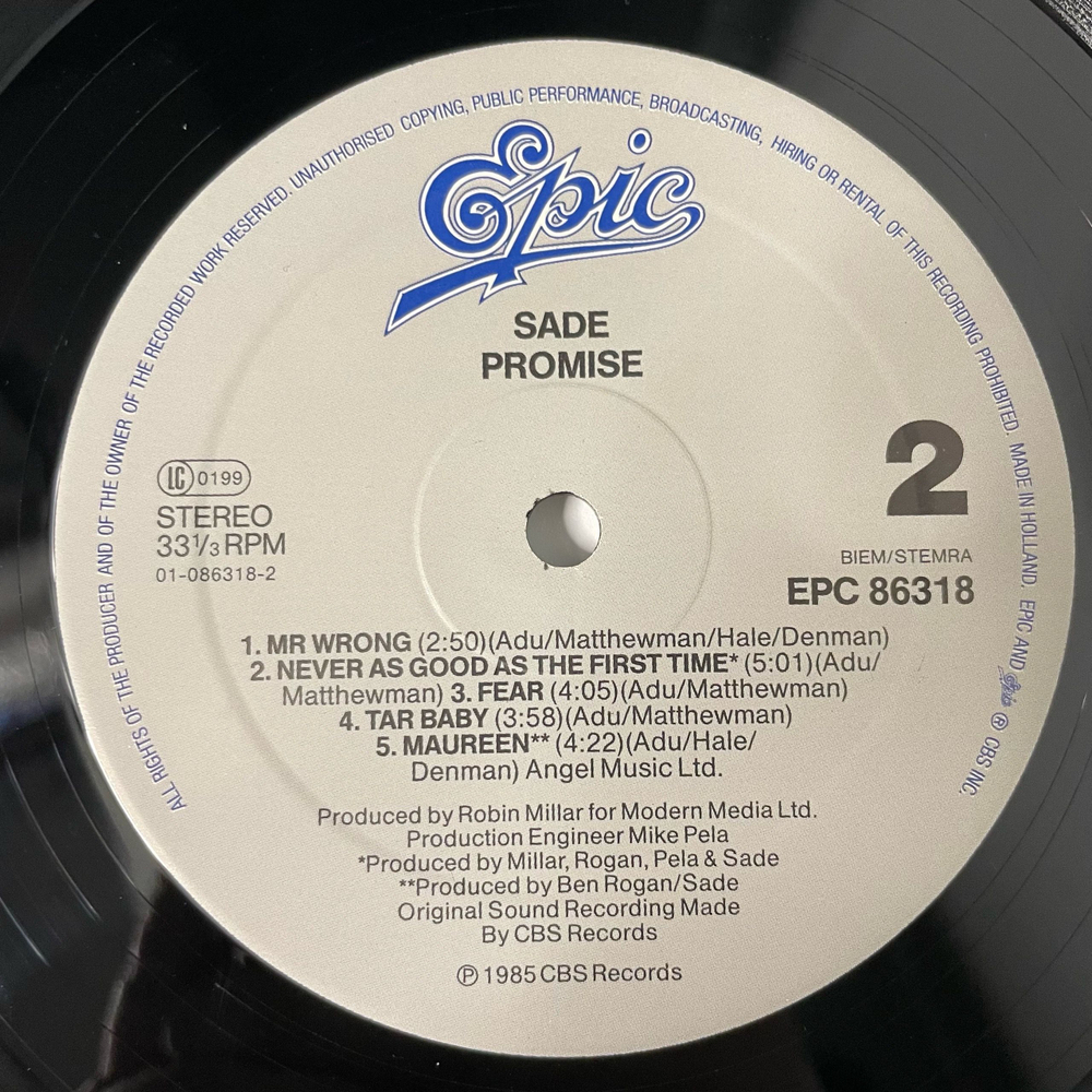 Винтажная виниловая пластинка LP Sade Promise (Нидерланды 1985)