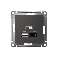 Розетка с USB A+C Systeme Electric AtlasDesign Базальт ATN001429
