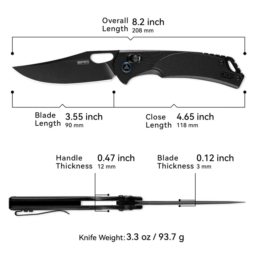 Нож складной SRM 9201-GB Retriever Blackwash (D2, Black G10)