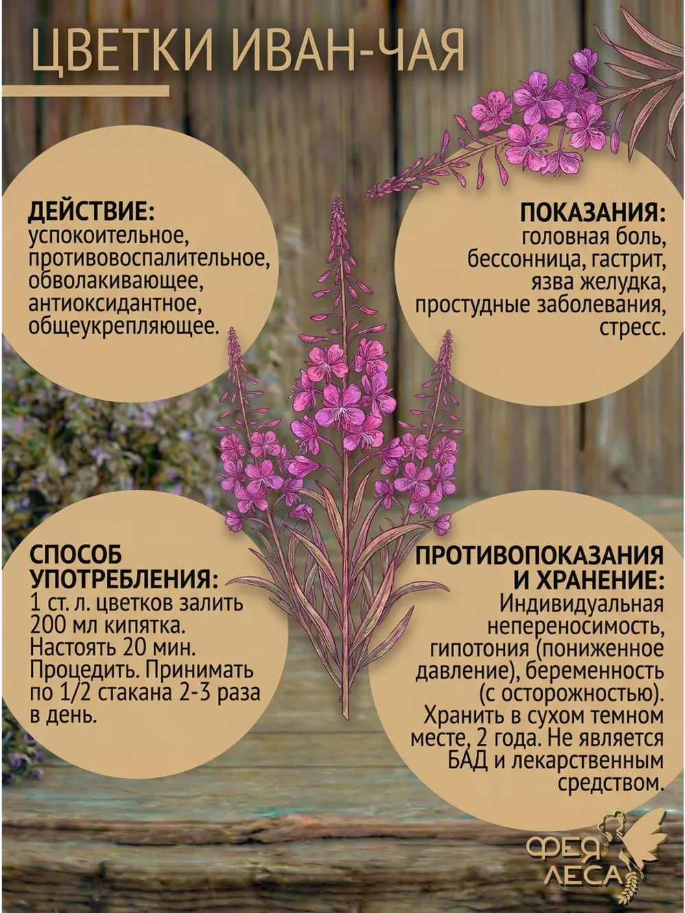 Цветки Иван-чая (Кипрея) сушеные
