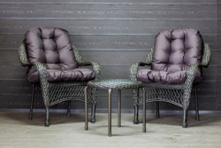Садовый комплект из искусственного ротанга Мэдисон НЬЮ (Medison NEW) Balcony set с круглым столиком с подушками на сиденье и спинку