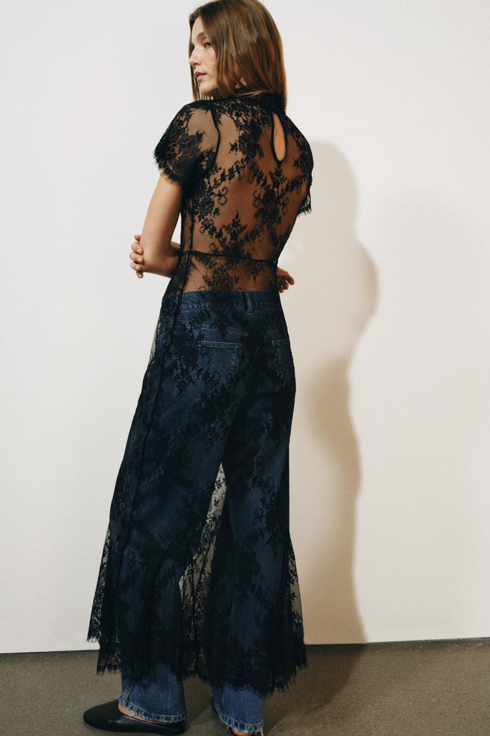 ДЛИННОЕ КРУЖЕВНОЕ ПЛАТЬЕ ZW COLLECTION — ZARA