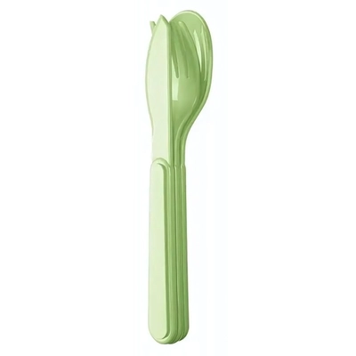 Столовые приборы в комплекте: вилка, ложка, нож (салатовый)