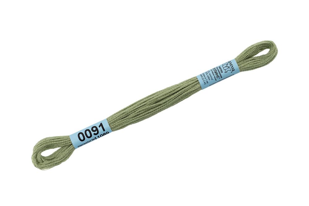 Мулине Gamma 100% хлопок, цв.0091 св-сер-зеленый, 24 мотка по 8 метров