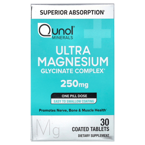 Qunol, Ultra Magnesium, 250 мг, 30 таблеток, покрытых оболочкой