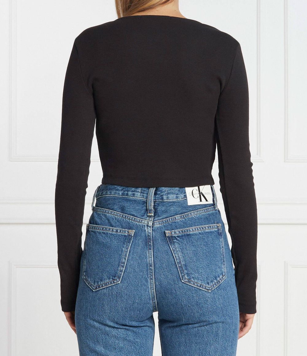 Топ SPLIT COLLAR RIB CALVIN KLEIN JEANS - черный(J20J222025)