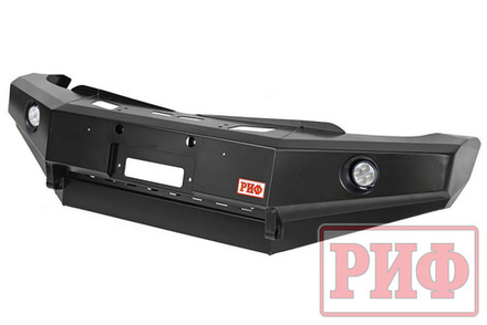 Бампер силовой передний Mitsubishi L200 2005-2015/Pajero Sport 2009-2015 с доп.фарами и защитой бачка омывателя РИФ