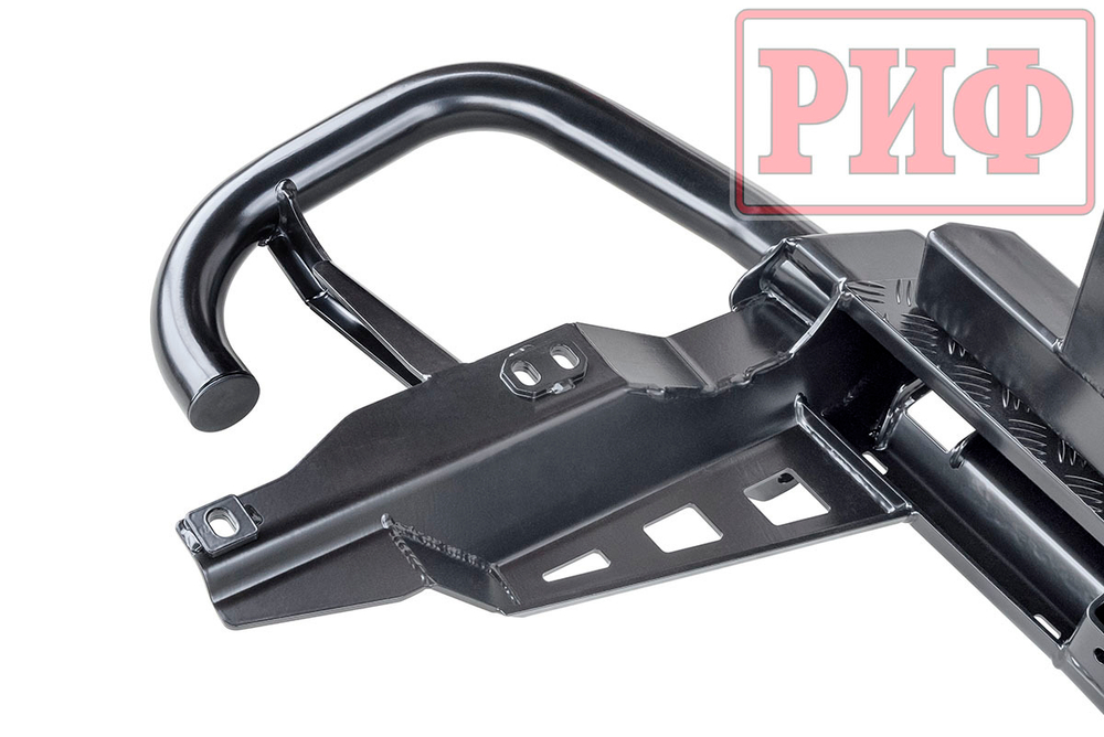 Бампер задний силовой/защита штатного бампера Toyota Land Cruiser Prado 120 c квадратом под фаркоп, калиткой, подсветкой номера РИФ