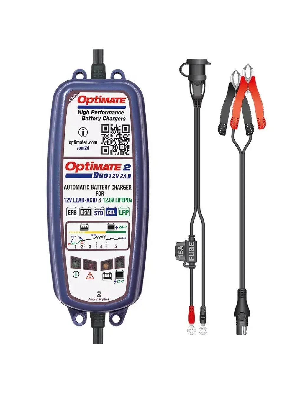 Зарядное устройство OptiMate 2 DUO (1х2A + Lithium 12.8V)
