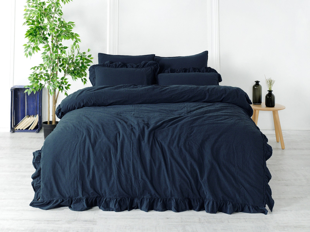 Lımasso КПБ 4 пр. Stonewashed Exclusıve Dress Blue пододеяльник 200*220, простынь 240*260, наволочки 50*70 2шт