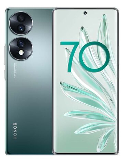 Honor Смартфон HONOR 70 Dual SIM, Камера 54 МП с ИИ для съемки видео и фото, OLED 120 Гц, 66 Вт, процессор Snapdragon 778G+, 2 слота SIM Global 12/256 ГБ, Nano-SIM, зеленый, светло-зеленый