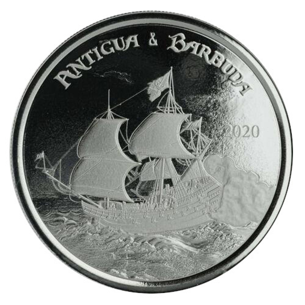Антигуа и Барбуда 2 доллара 2020 Корабль парусник Ромовый контрабандист СЕРЕБРО