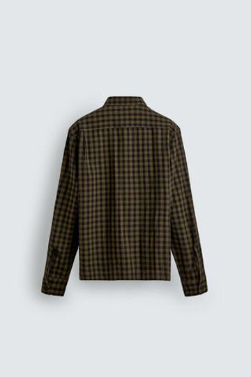ZARА РУБАШКА RELAXED FIT В КЛЕТКУ, ТЕМНО-КОРИЧНЕВЫЙ