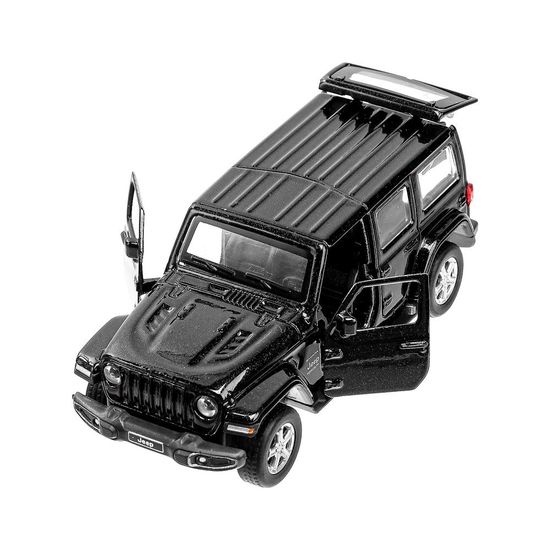 Машина металл JEEP WRANGLER SAHARA 12 см, двери, багаж, инерц, черный, кор. Технопарк