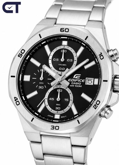 Casio EFV-640D-1A Edifice часы наручные мужские — стальной хронограф с восьмиугольным безелем