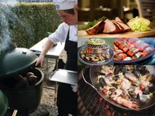 Керамический гриль Big Green Egg L Large (большой), 46 см, ножки с рукояткой, столики