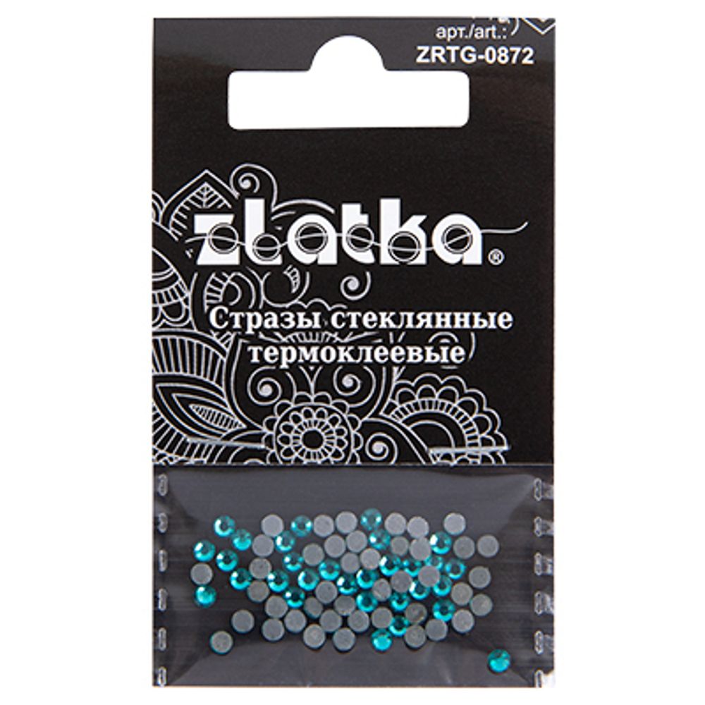 Стразы клеевые стекло 2.4 мм, 360 шт, SS08 №09 бирюзовый (Blue Zircon), Zlatka ZRTG-0872