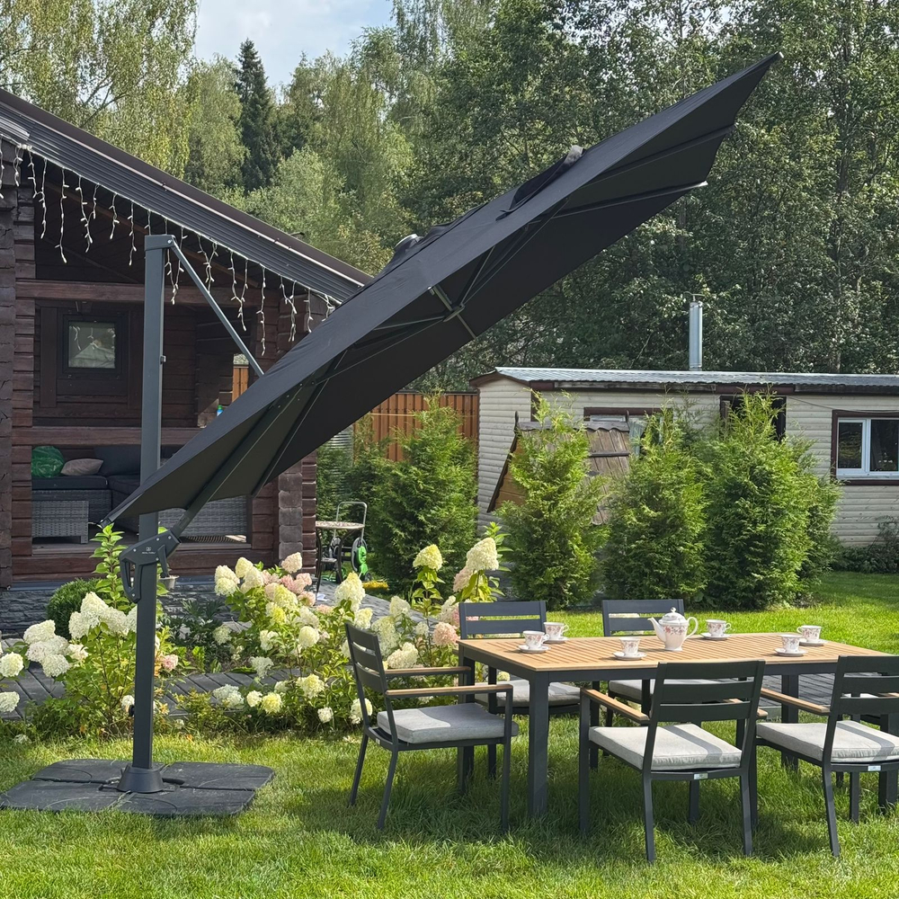 Зонт ROYAL FAMILY SKY BLACK квадратный в комплекте с базой