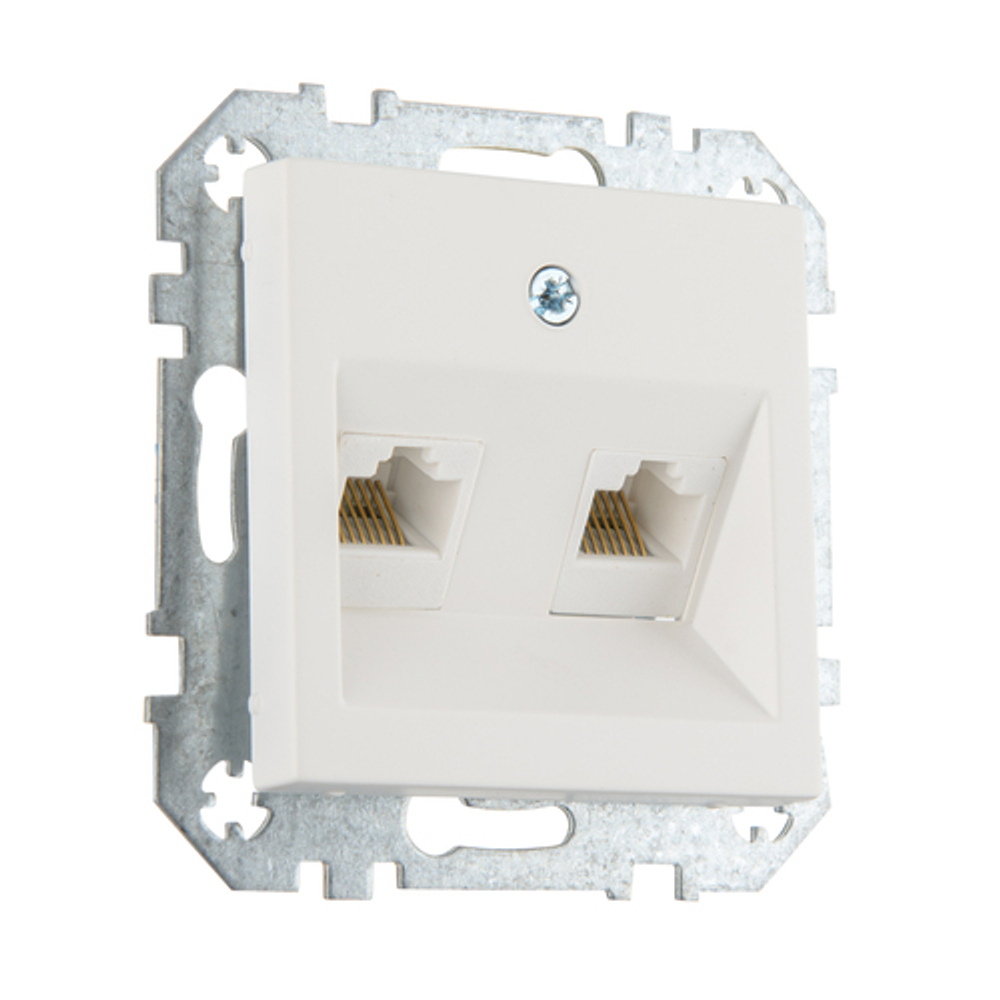 Розетка компьютерная RJ45 двойная LAVERO BAROCCO 1013101062 белая матовая