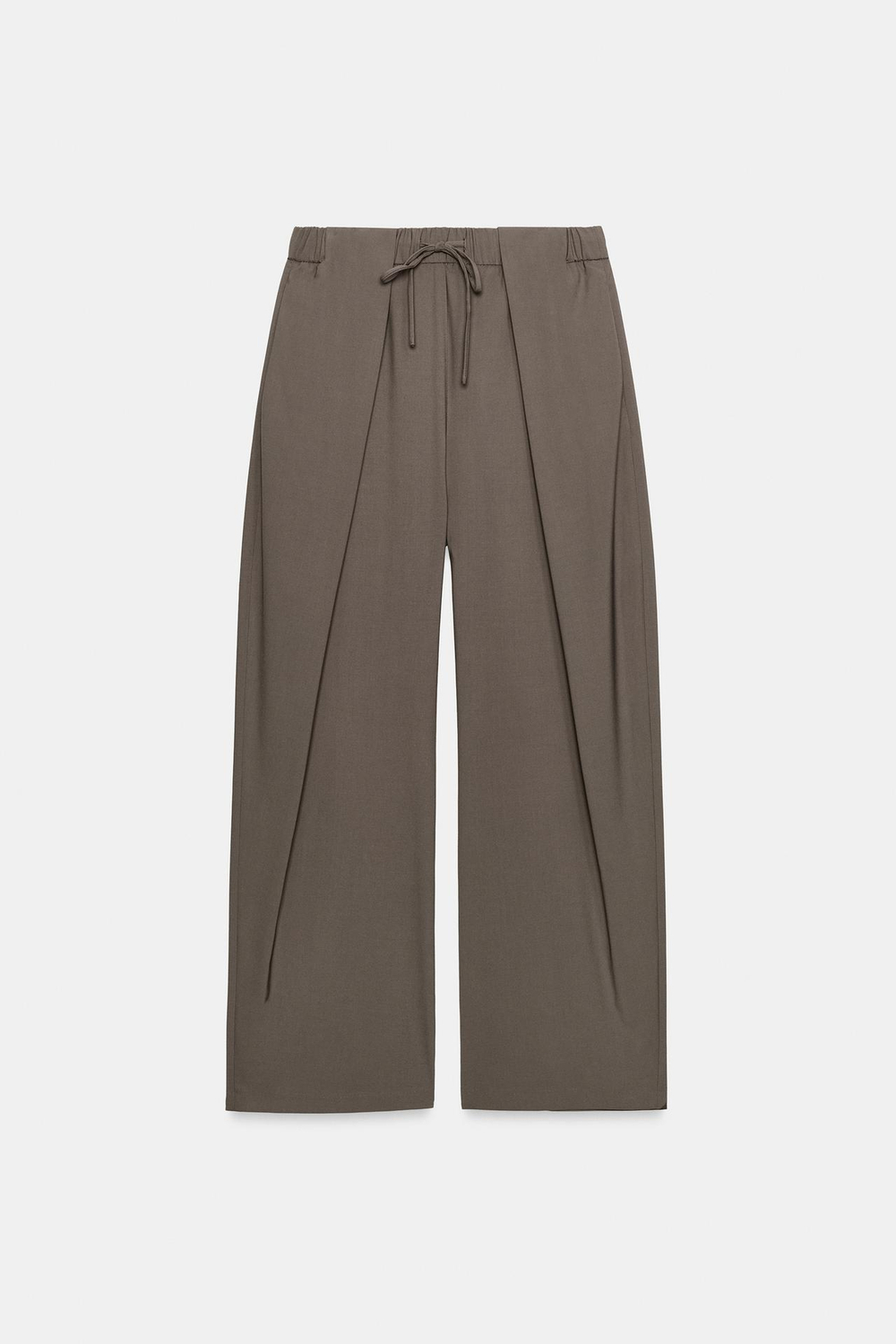 ZARA БРЮКИ СО СКЛАДКАМИ — ZW COLLECTION, СЕРО-КОРИЧНЕВЫЙ