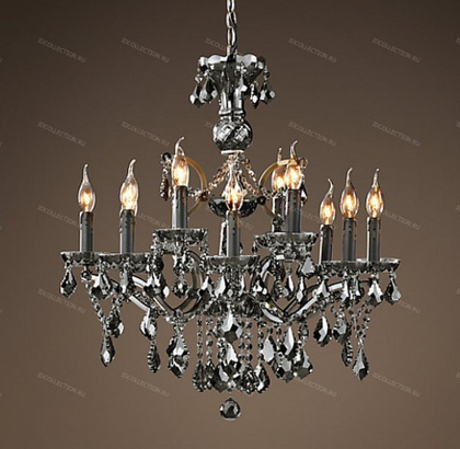 Люстра 19TH C. ROCOCO IRON & SMOKE CRYSTAL ROUND Restoration Hardware 68060279