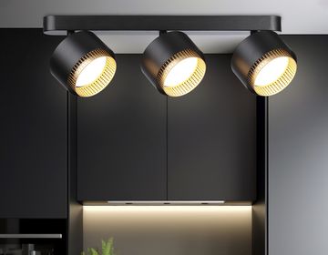 Настенно-потолочный поворотный спот со сменной лампой 3*GX53 TN71295 BK/GD черный/золото 400*95*137 Techno spot Techno family Ambrella