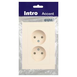 Розетка Intro Accent 6-204-02 двойная 2х2P 16А-250В IP20 СУ AL/CU слоновая кость | Intro