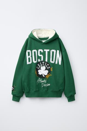 ZARA ХУДИ С ПРИНТОМ NBA - BOSTON CELTICS, ЗЕЛЕНЫЙ