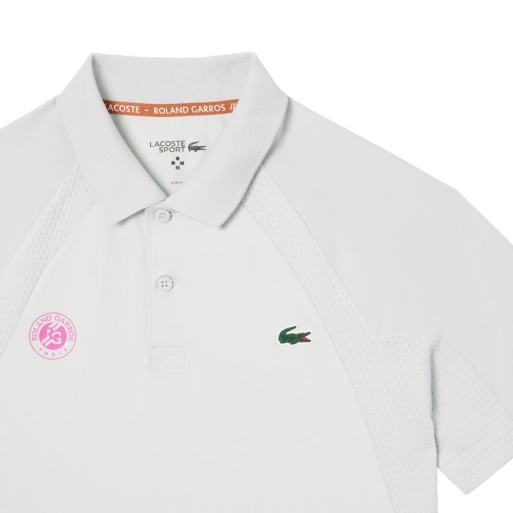 Мужское теннисное поло Lacoste Slim Fit Roland-Garros Edition Sport Polo Shirt - зеленый/розовый