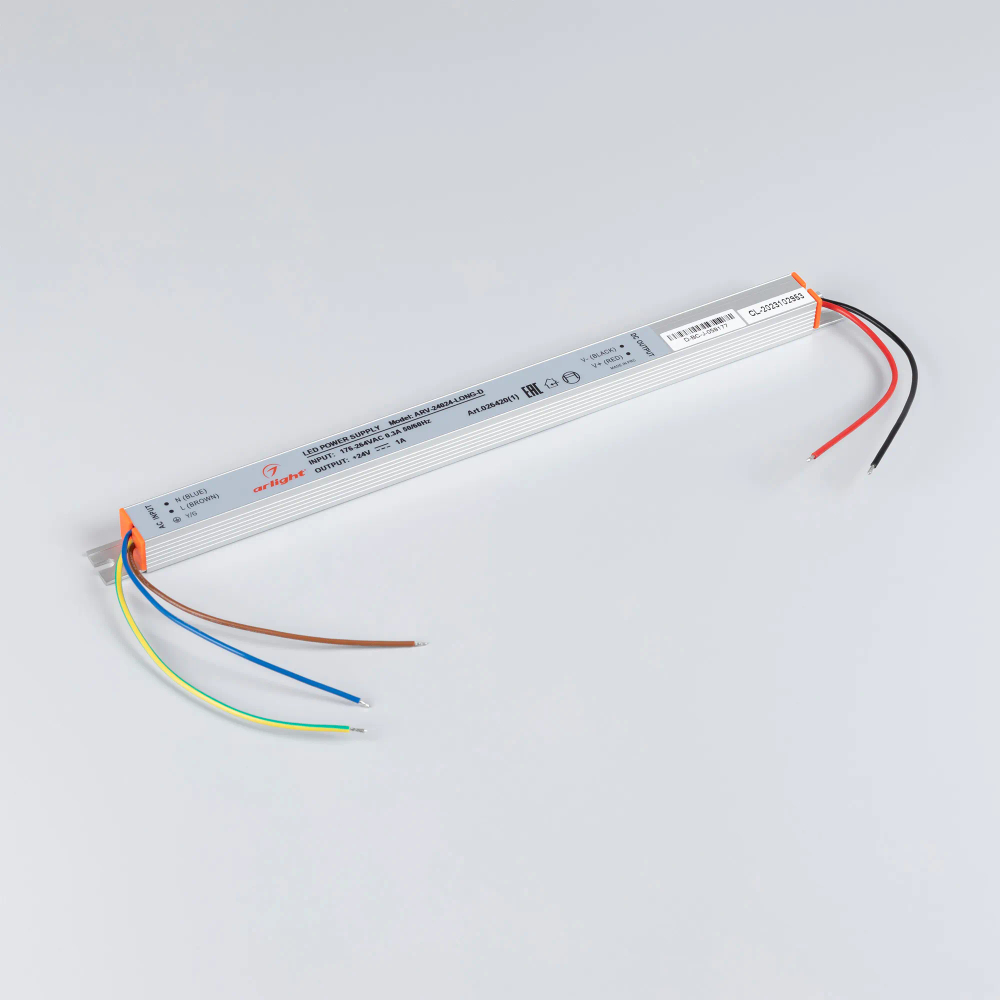 Блок питания ARV-24024-LONG-D (24V, 1A, 24W) (Arlight, IP20 Металл, 2 года) 026420(1)
