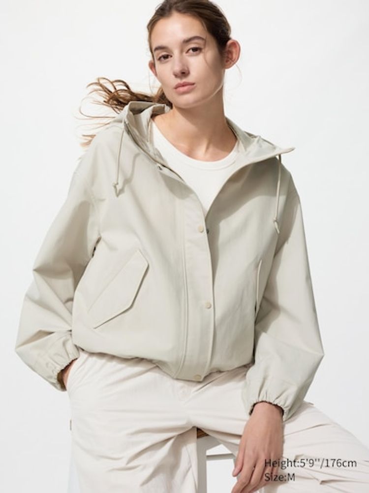 UNIQLO Короткая парка из хлопковой смеси, бежевый
