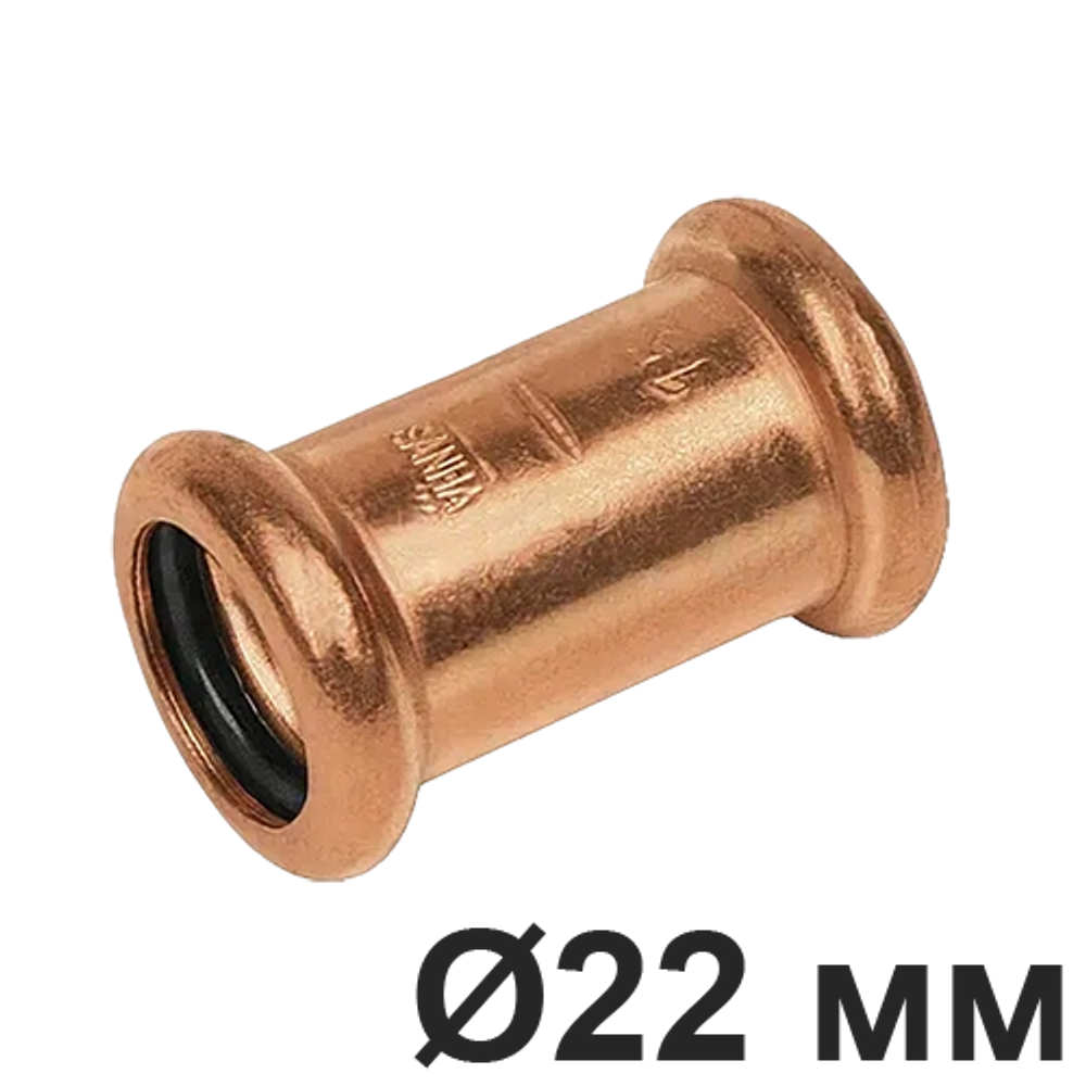 Муфта соединительная для труб, Медная 22 мм Villaris, Villaris 30422 / Ø 22 мм