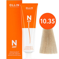 OLLIN PROFESSIONAL N-JOY - перманентная крем-краска для волос, 10/35 светлый блондин, золотисто-махагоновый, 100 мл