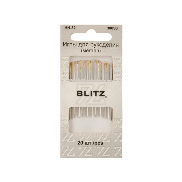 Иглы ручные для рукоделия, 20 шт, никель, Blitz HN-32 300S3