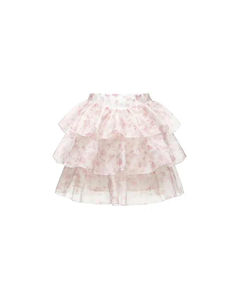 Бетти мини (Betty mini), юбка мини из молочной органзы с цветочным принтом