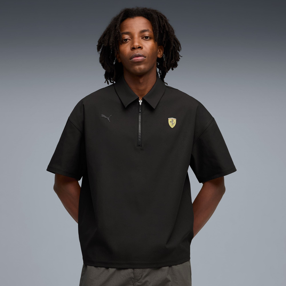 PUMA X SCUDERIA FERRARI МУЖСКОЕ ПОЛО PREMIUM, ЧЕРНЫЙ