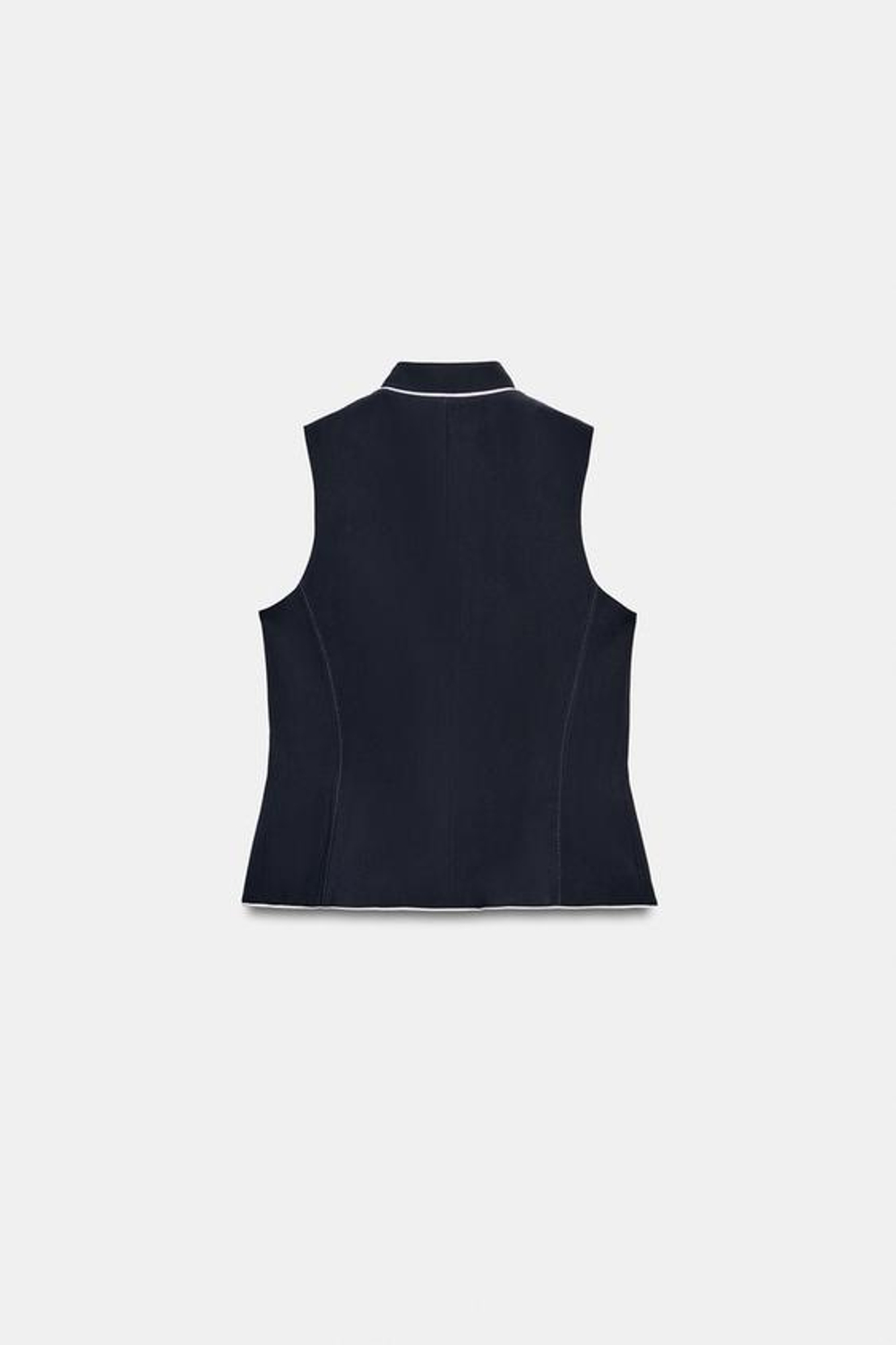ZARA ЖИЛЕТ С КОНТРАСТНОЙ ОТДЕЛКОЙ, МОРСКОЙ СИНИЙ