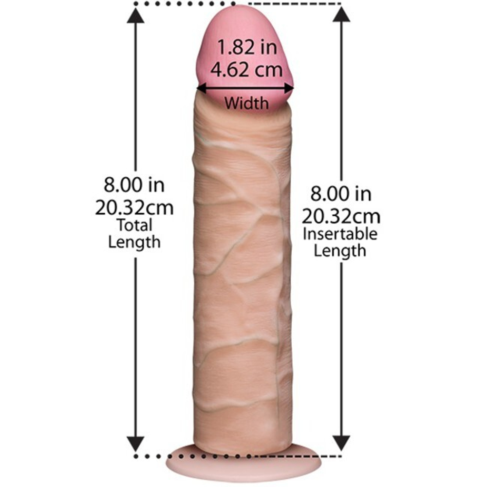 Фаллос The Realistic Cock 8''(насадка к страпон-трусикам) вторая кожа (Цвет: телесный)