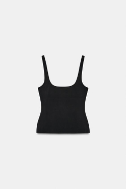 ZARA ТОП ИЗ ПОЛИАМИДА НА БРЕТЕЛЯХ, ЧЕРНЫЙ