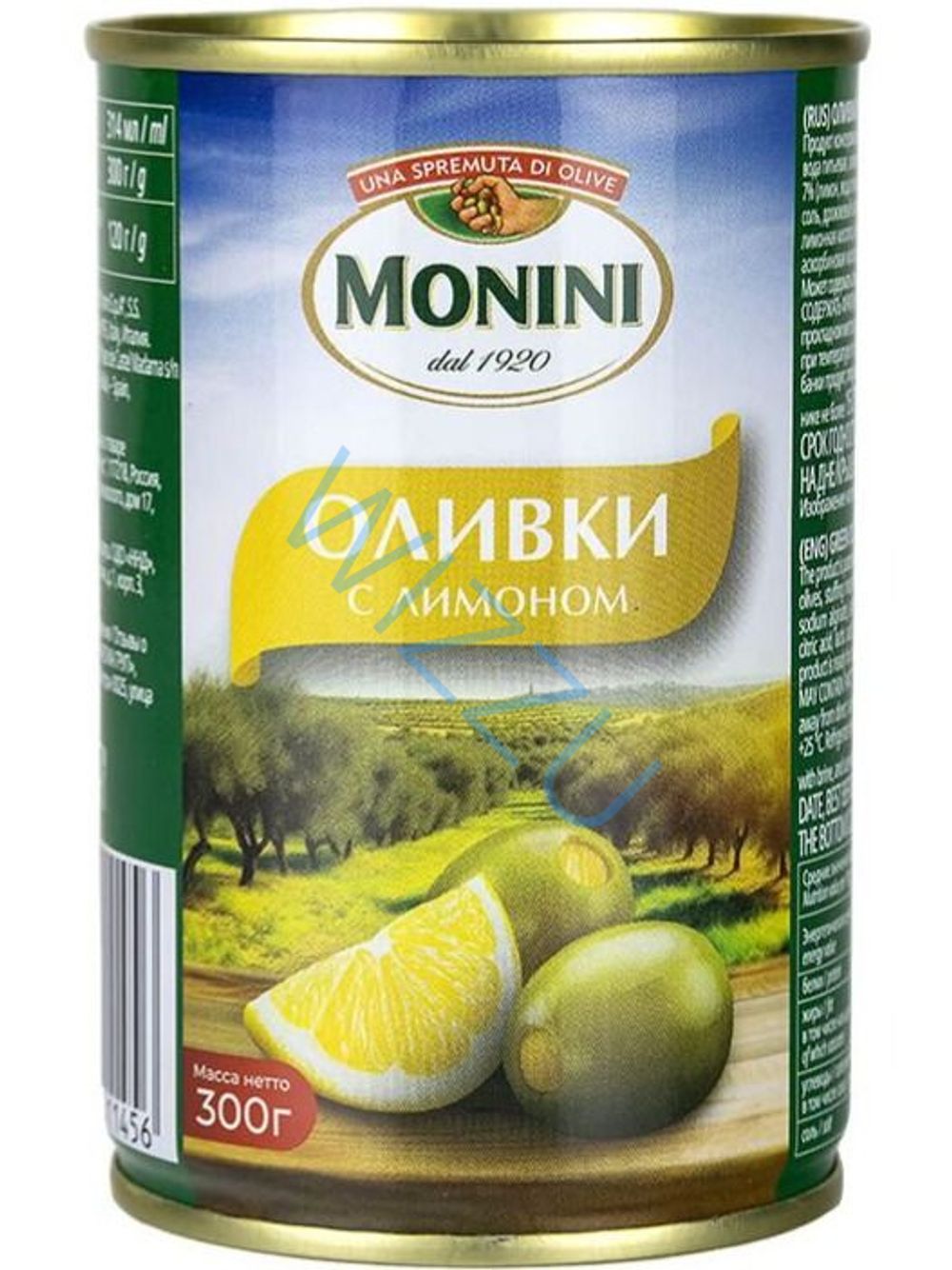 Оливки Монини с лимоном ж/б 300г