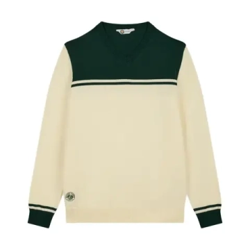 Мужская теннисная кофта Roland Garros Heritage Sweater - ecru/green