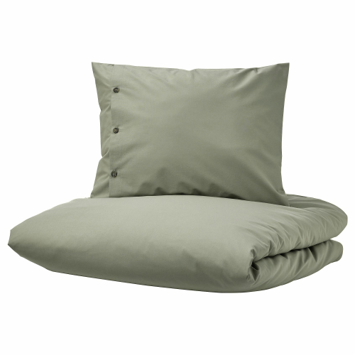 Комплект постельного белья IKEA KRAKRISMOTT (КРАКРИСМОТТ), Односпальный, Хаки, 150x200, 50x80 см