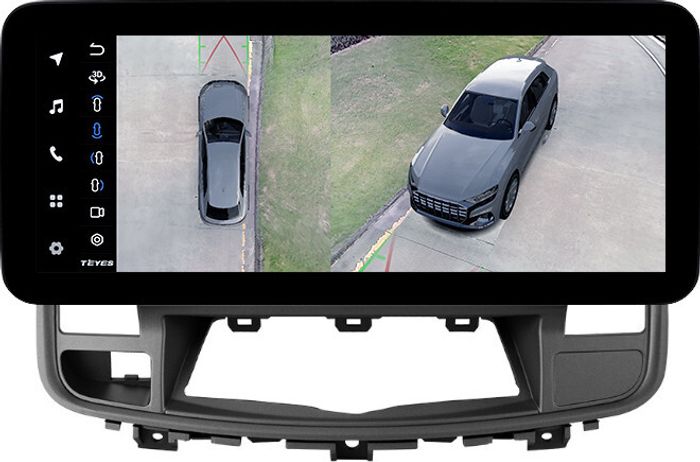 Магнитола для Nissan Teana J32 2008-2013 (ШГУ монохром, рамка 10) - Teyes LUX ONE 360 монитор 12.3" 2K QLED на Android 10, Быстрая, CarPlay, 4G SIM-слот, 4 камеры в комплекте