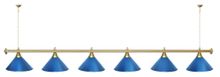 Лампа STARTBILLIARDS 6 пл. (плафоны голубые,штанга золотая,фурнитура золото)