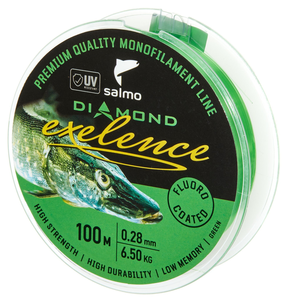 Леска монофильная Salmo Diamond EXELENCE FLUORO COATED Green 100/028