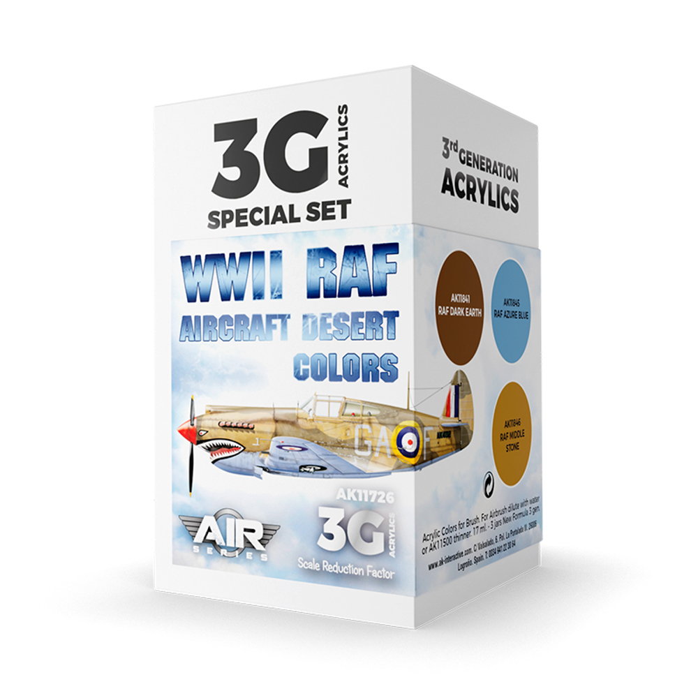 Набор красок AK interactive WWII RAF Aircraft Desert Colors Set 3G, 3 краски